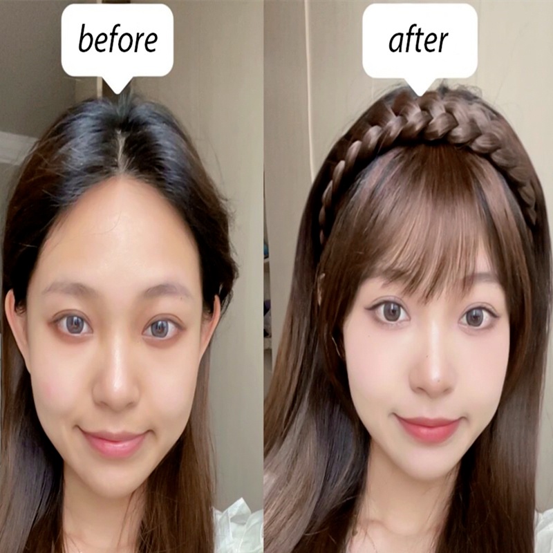 Dây Buộc Tóc Mái Giả 4 Màu Sắc Sợi Tổng Hợp Hợp Thời Trang Xinh Xắn Cho Nữ