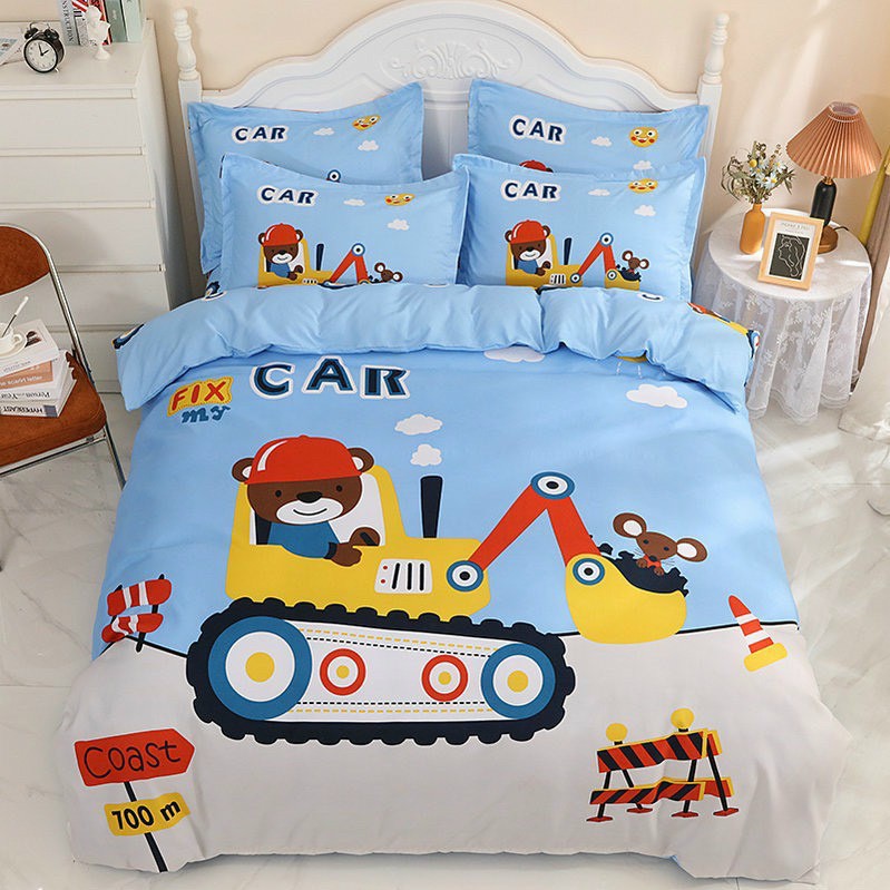 Bộ Chăn Ga Gối Cotton Tina 3D - Gấu Xúc Cát