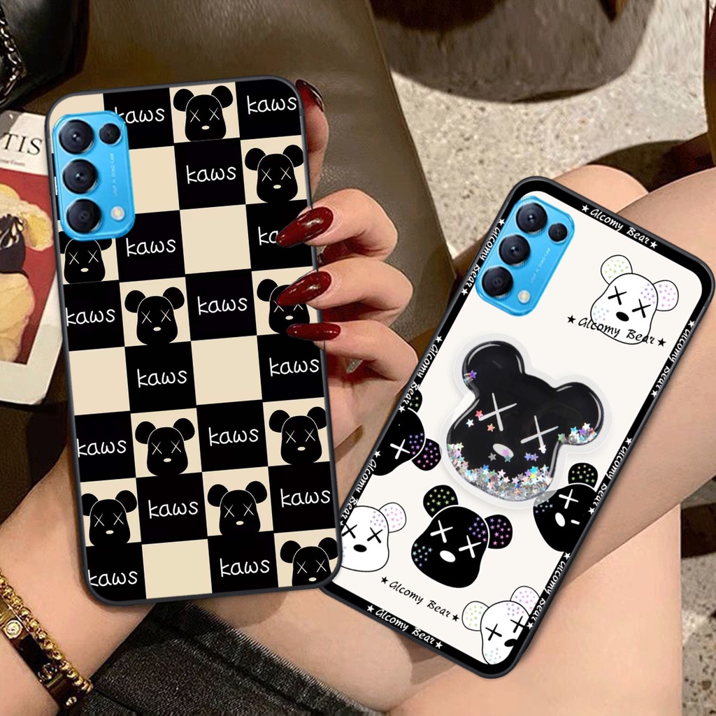 Ốp lưng Oppo Reno5 4G / Reno5 5G / Reno 5 trái tim họa tiết caro, mikey họa tiết beabrick kaws cute