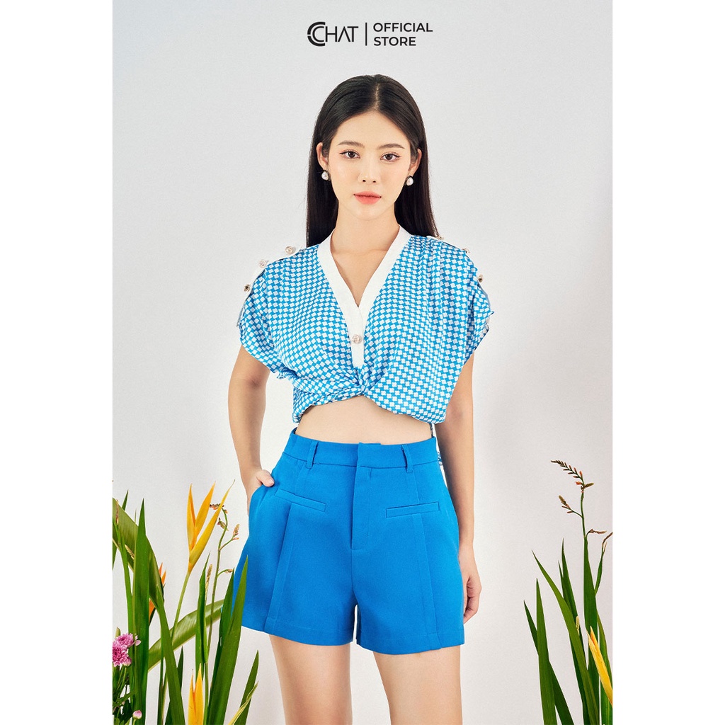 Quần Đùi Nữ 𝐂𝐂𝐇𝐀𝐓 Kiểu Túi Cơi Nổi Chất Tuytsi Phong Cách Trẻ Trung Thanh Lịch 12ONS2030AT