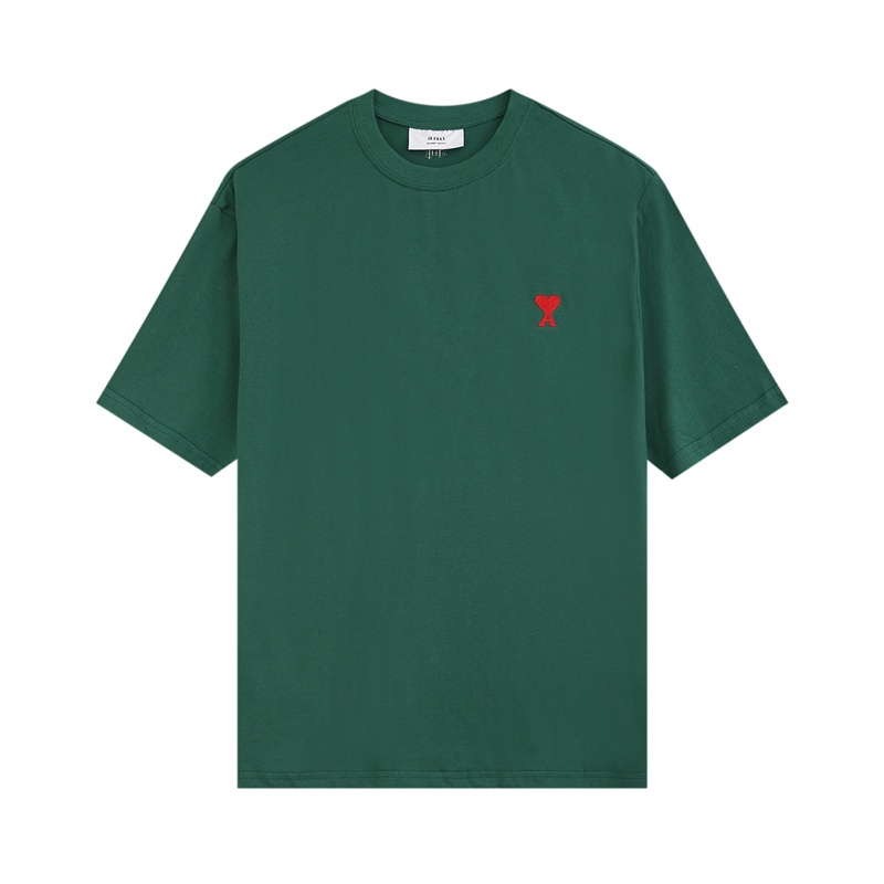 A8mi- Áo Thun Tay Ngắn Thoải Mái Phong Cách Bạn Trai Mùa Xuân Và Mùa Hè Phiên Bản Thêu Trái Tim Nhỏ Trên Ngực Đỏ JgFjgjgf