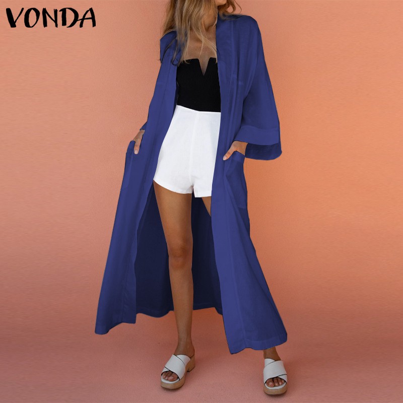 Áo Khoác Cardigan VONDA Tay Dài Màu Trơn Phối Túi Thiết Kế Dáng Rộng Thoải Mái | BigBuy360 - bigbuy360.vn