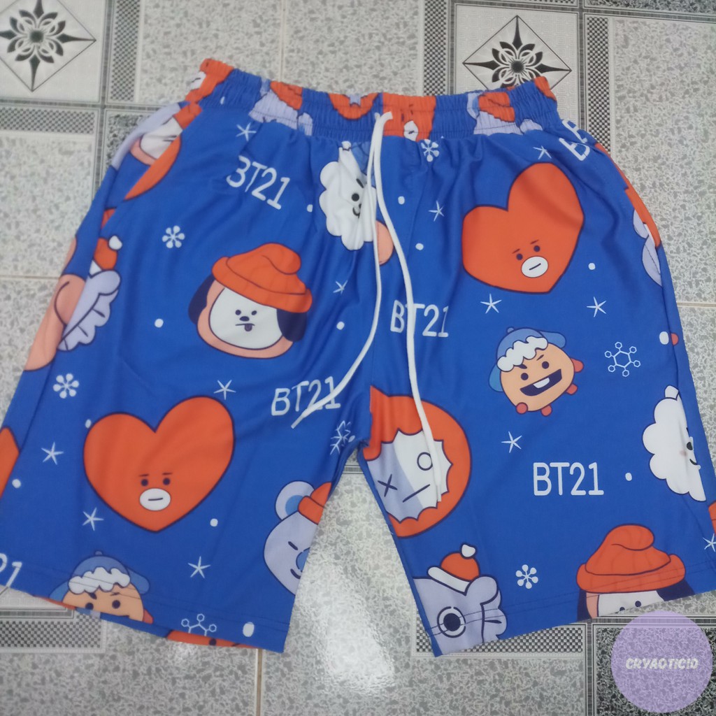 Quần short ngắn thun hoa cúc kì lân bơ Avocado Daisy cartoon unisex