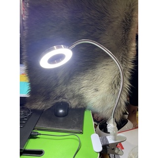 đèn kẹp skinnail kẹp bàn đặt LED 3W5V 11,8cm*5,6cm*42cm cáp sạc USB 3 nấc sáng 3 màu xanh hồng trắng đèn làm móng mi xăm