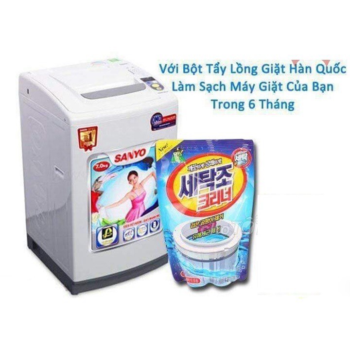 Bột tẩy vệ sinh lồng máy giặt Hàn Quốc sản xuất theo công nghệ Nhật Bản cho quần áo sạch sẽ