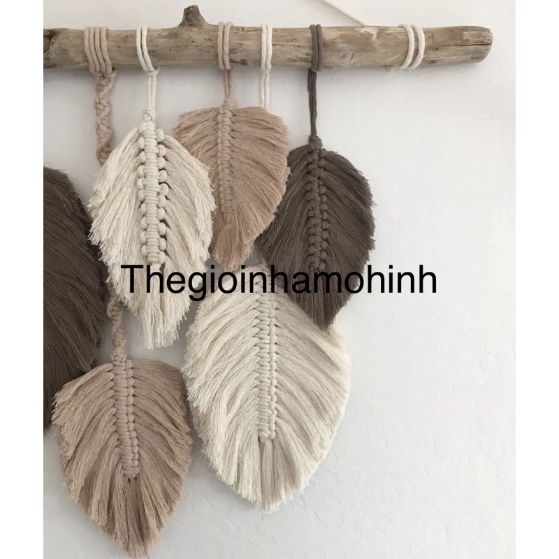 Macrame lá treo trang trí phòng khách, quán cà phê, homstay