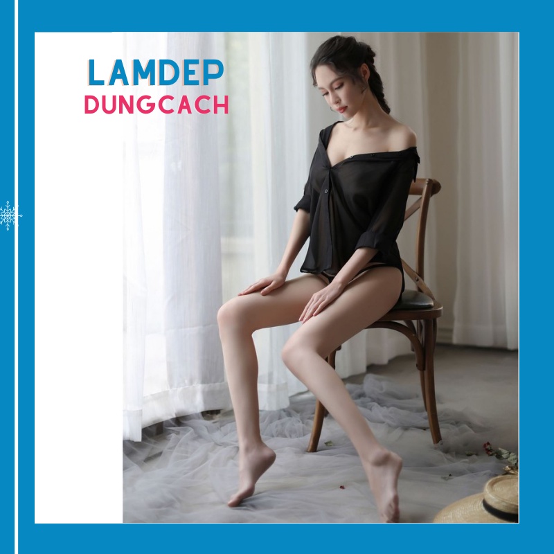 Đồ ngủ sexy áo sơ mi nữ voan mỏng xuyên thấu sexy gợi cảm - LAMĐEPUNGCACH-SMNM1184