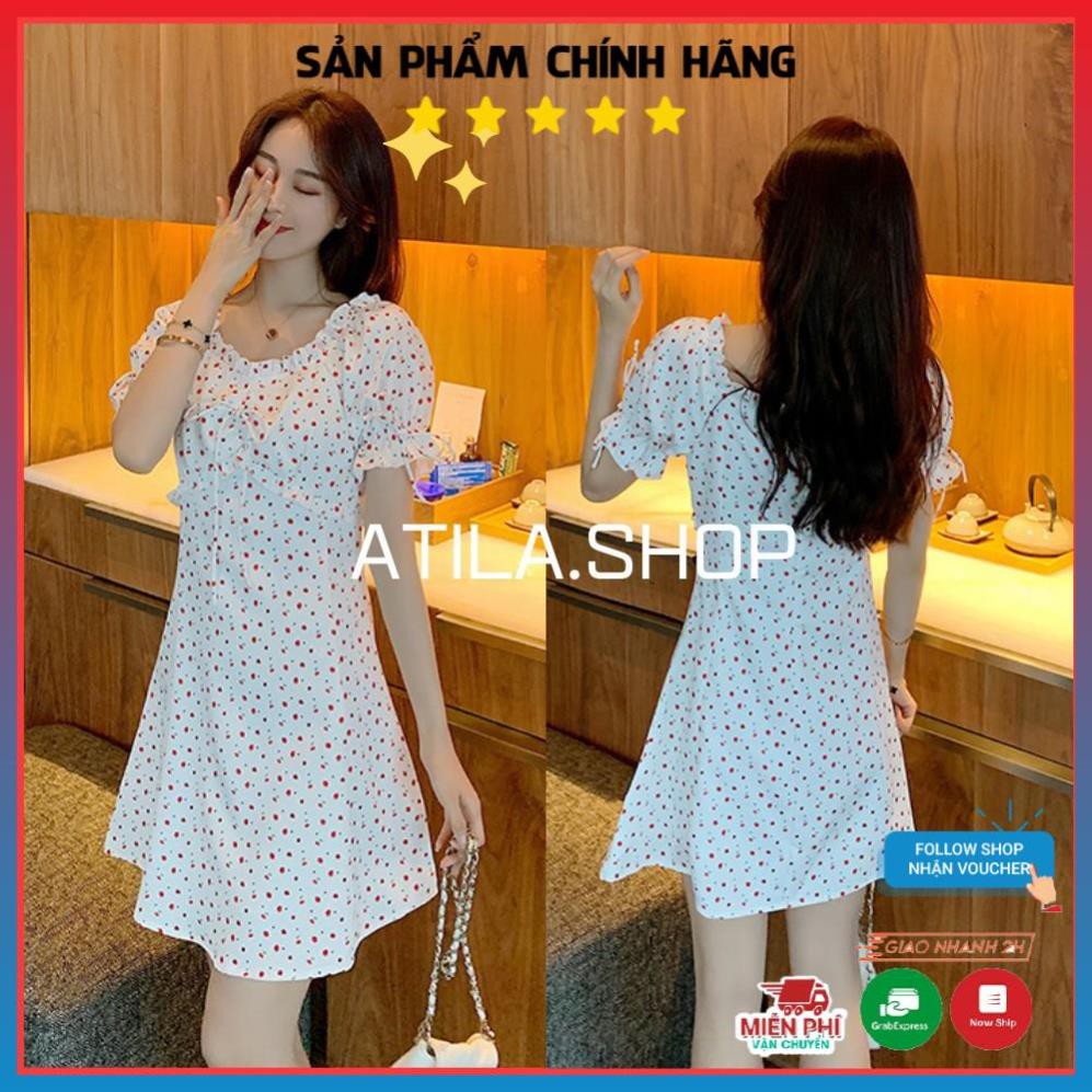 Đầm nữ , váy nữ họa tiết chấm bi dáng suông phong cách thời trang nhẹ nhàng TMODE.SHOP