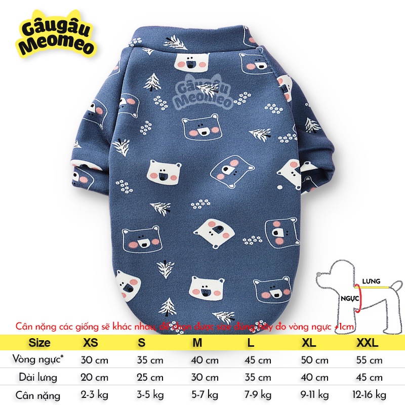 Quần áo chó mèo thu đông vải nỉ