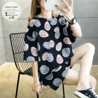 Áo thun tay lỡ ❄️ Áo phông nữ in họa tiết quả bơ hồng PINK AVOCADO 🧡 LNPINKA - Đen
