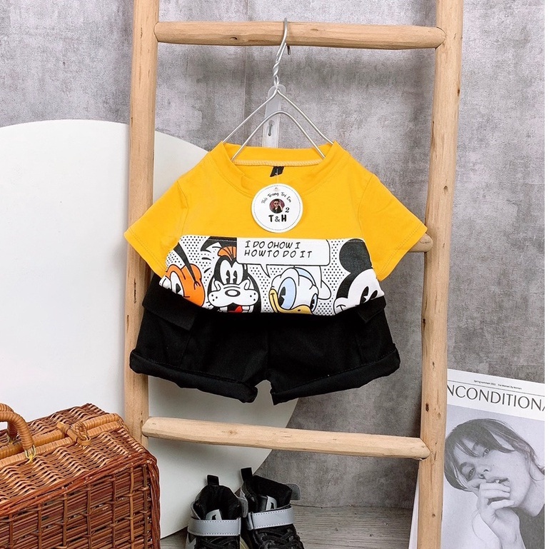 BOT07 - Bộ Bé Trai, Bộ Cotton In Hình Micky, donal cho bé từ 8-21kg, Richkid123