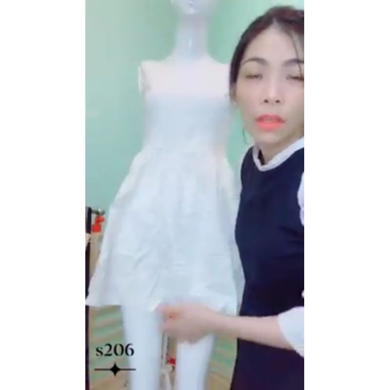 đầm sơ mi xô trắng đơn giản. S206