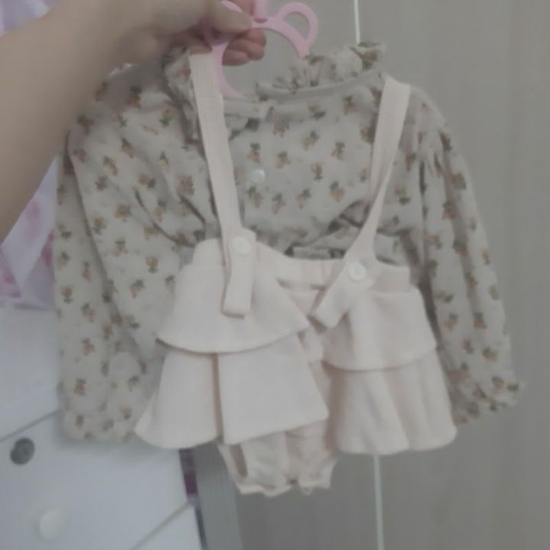 Set áo hoa nhí kèm yếm cho bé 6 - 12 tháng ( 7 - 12kg )