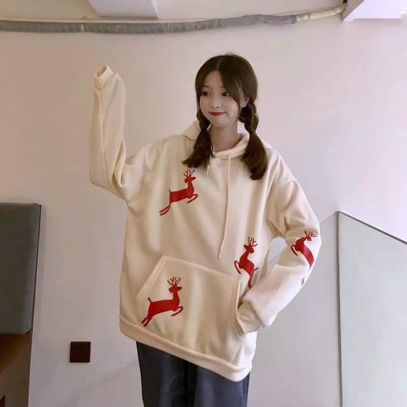 Áo hôdie Cotton tuần lộc toàn thân H2A