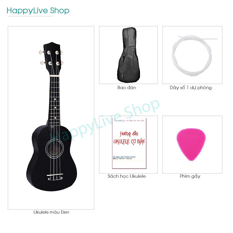 Đàn Ukulele Đen Soprano Magnate + tặng bao + cẩm nang hướng dẫn sử dụng + phím gảy