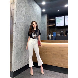 Quần Jean ống loe trơn đen