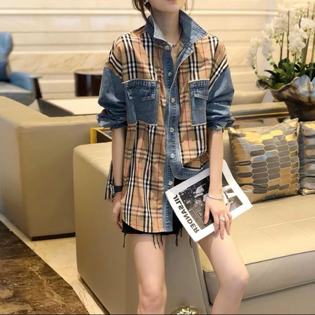 ÁO SƠ MI SỌC PHỐI JEAN FORM RỘNG- CÁ TÍNH- NĂNG ĐỘNG