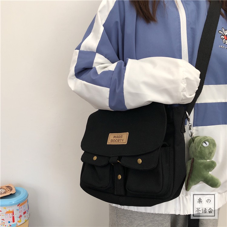 Túi đeo chéo vải ulzzang hàn quốc , túi vải thời trang unisex mang đi học , đi chơi TV026