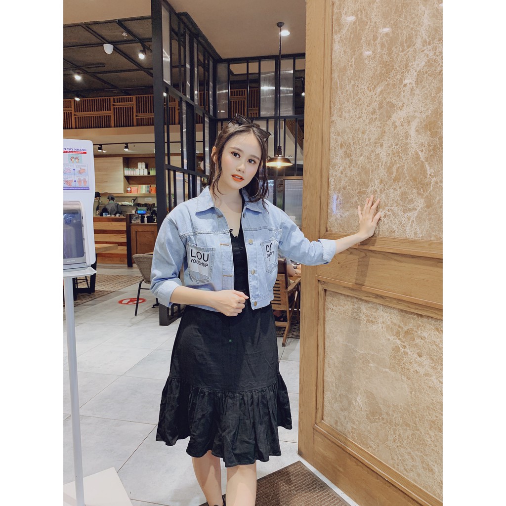 Áo Khoác Jean Nữ Áo Khoác Bò Áo Denim Kiểu Dáng Croptop Jl17