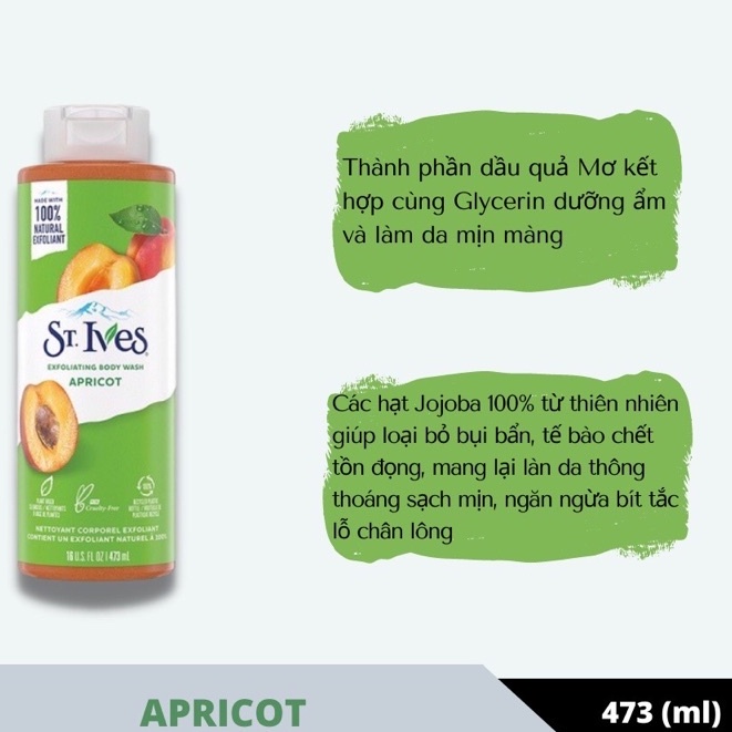 [Chính hãng]Sữa Tắm ST.IVES Hương Cam Đào 473ml -mẫu mới_USA date mới-[FREE SHIP] TỪ ĐƠN 50K