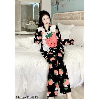 Đồ bộ pijama mango lụa tay dài quần dài