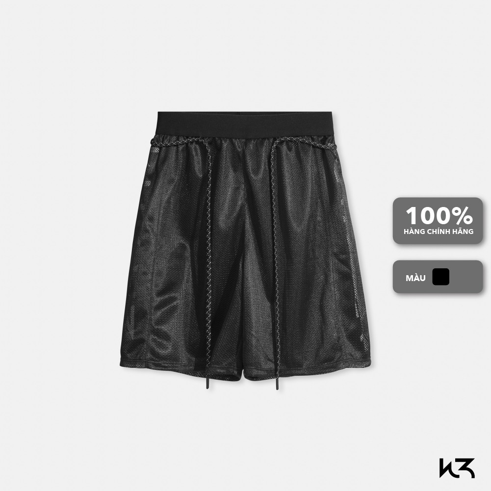 Quần Short Nam Whistl3 Mesh Shorts chất liệu lưới nhẹ, luôn khô thoáng, màu đen, lưng quần bằng thun co giãn
