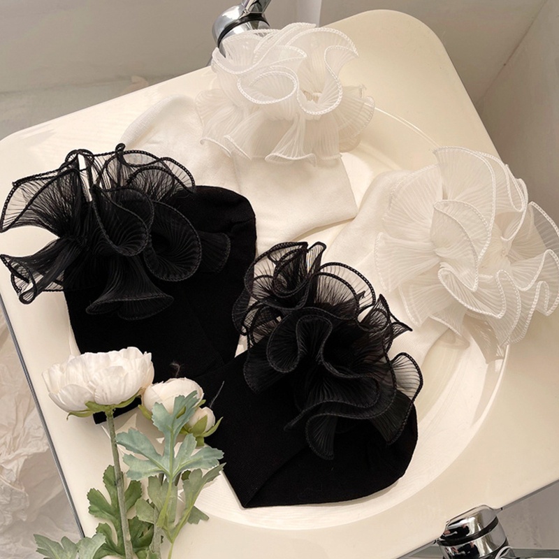 Youyo Vớ Cotton Cổ Cao Phối Ren Bèo Nhún Màu Trơn Phong Cách Lolita Ngọt Ngào Thanh Lịch Cho Nữ