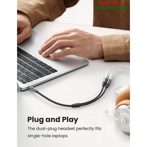 Cáp chia tách Audio 3.5mm 1 ra 2 đầu 3.5mm Loa và Mic Ugreen 50254 cao cấp