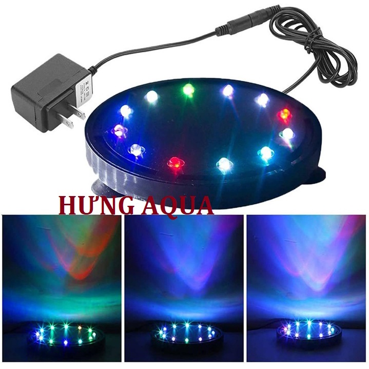 ĐĨA SỦI KÈM ĐÈN LED Q9, Q12, đĩa sủi kèm đèn trang trí bể cá