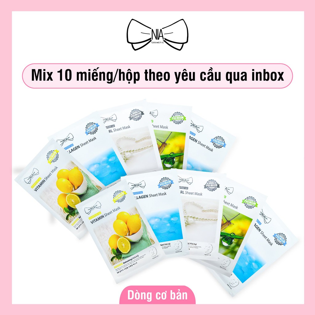 COMBO Mặt Nạ Dưỡng Da Từ Thiên Nhiên (Dòng cơ bản) - NIA Cosmetic 20ml - TẶNG BĂNG ĐÔ HÀN QUỐC