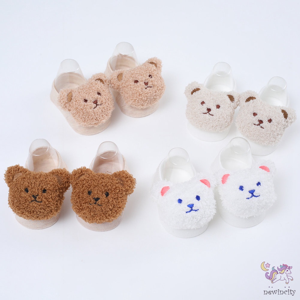 Tất Chống Trượt Hình Gấu Hoạt Hình Phong Cách Hàn Quốc Cho Trẻ Em