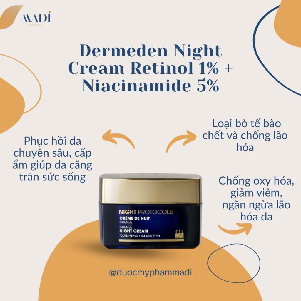 Kem Chống Lão Hóa, Giảm Nám, Tàn Nhang, Dermeden Night Cream Retinol 1% + Niacinamide 5% - Hàng Công Ty