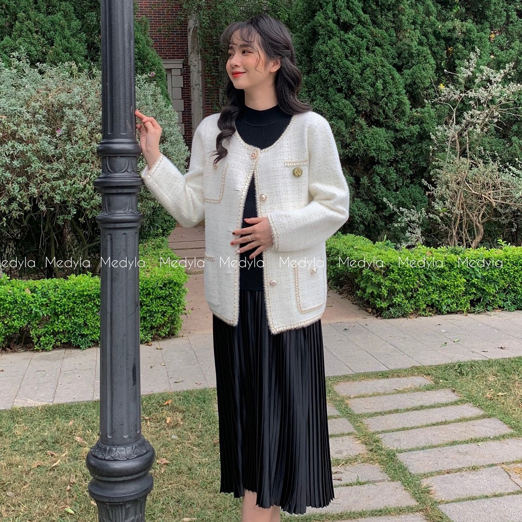 Áo khoác len lông mịn cao cấp - Áo Khoác Nữ Cardigan dáng ngắn hàng cao cấp thiết kế Medyla quà tặng tết thầy cô AKL003 | BigBuy360 - bigbuy360.vn