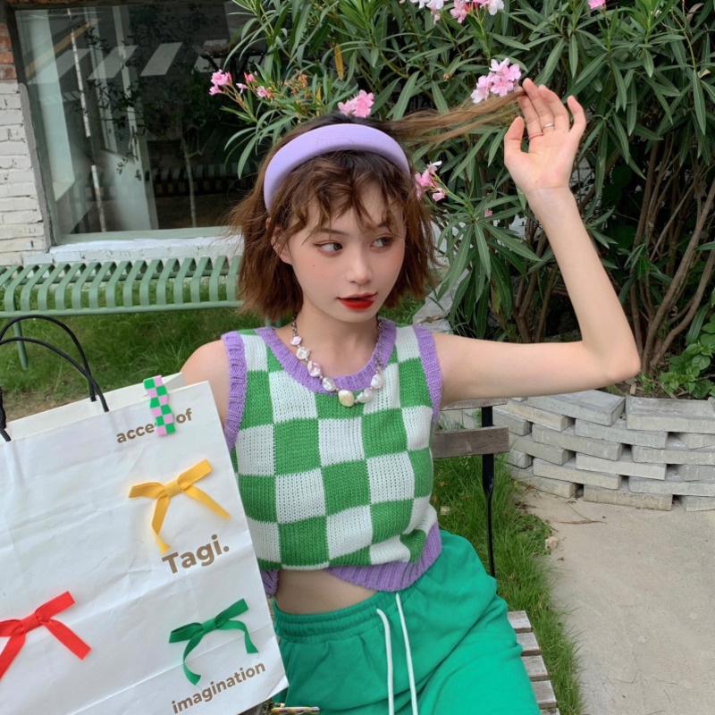Áo Dệt Kim Không Tay Phong Cách Retro Hàn Quốc