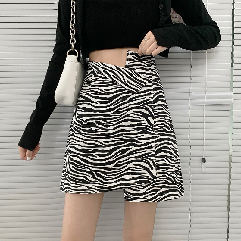 Chân Váy Lưng Cao Họa Tiết Da Báo / Ngựa Vằn Cá Tính | BigBuy360 - bigbuy360.vn