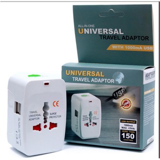 ổ cắm điện du lịch chuyển đổi toàn cầu có 2 cổng USB cao cấp, phích cắm điện cho hơn 150 Quốc Giá