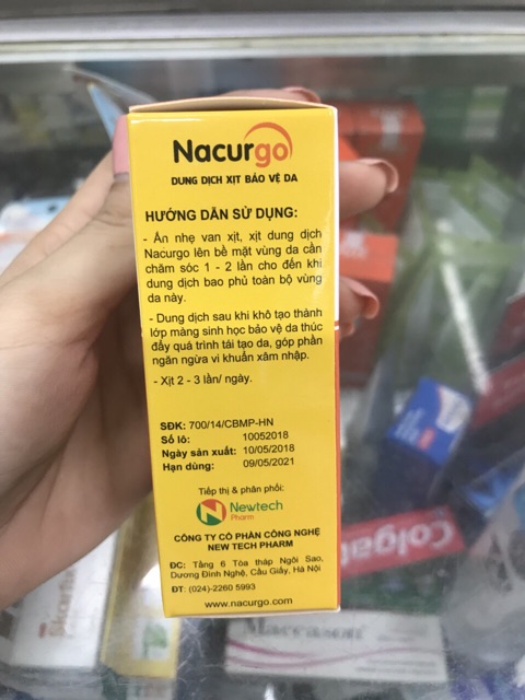 Dung dịch xịt vết thương Nacurgo 12ml