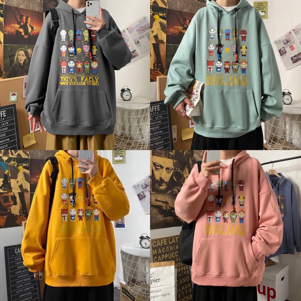 Áo Hoodie Nỉ Bông Unisex Nam Nữ SuzaHouse Hoạt Hình Phong Cách Hàn Quốc 2021 Mã HD10