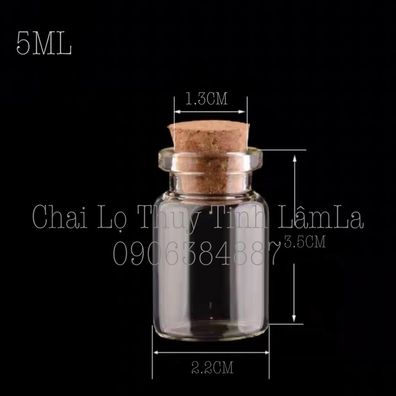 Chai Thuỷ Tinh Trang Trí Nắp Gỗ Ép 5ml - 10ml