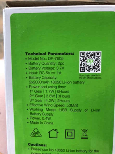 Quạt Sạc Tích Điện Cao 26cm DP-7605 Cao Cấp | BigBuy360 - bigbuy360.vn