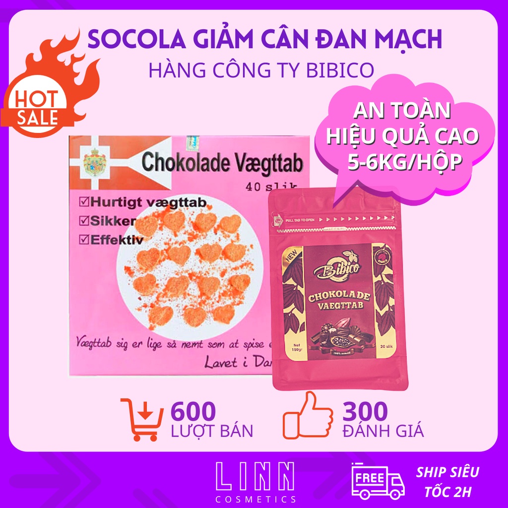 [Mã COSDAY - 50k đơn 250k] [Hàng cty BIBICO] Kẹo socola giảm cân Đan mạch Chokolade Vaegttab chính hãng hộp hồng