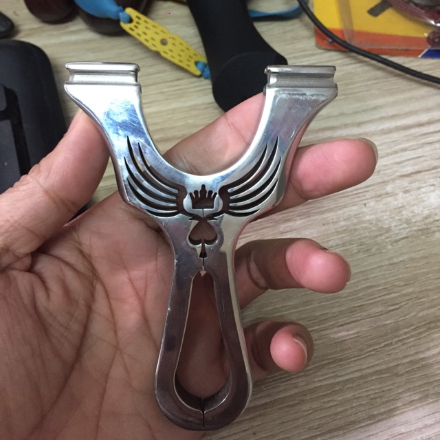 Ná súng cao su inox 304, sử dụng dây dẹt, tặng kèm 02 bộ dây trị giá 28k