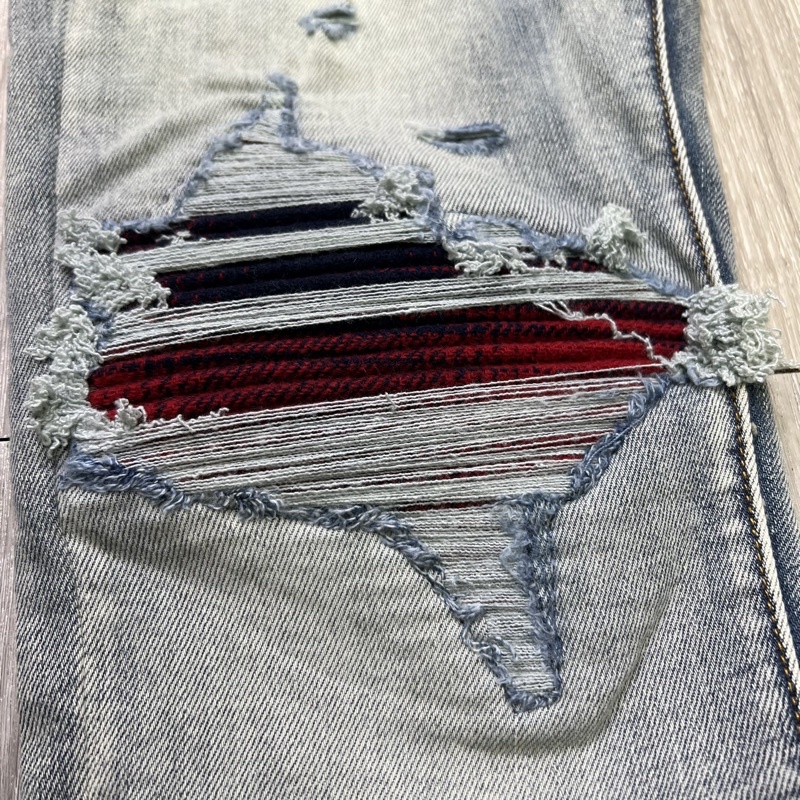 Quần Biker Amiri xanh vá đỏ bản LA mới hot trend 2023