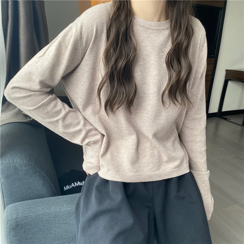 Áo len dệt kim dài tay basic nhiều màu