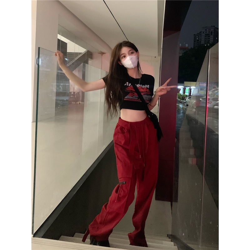 Quần Jean Nữ Ống Rộng Lưng Cao Phong Cách retro Mỹ Cá Tính