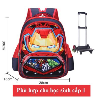 Ba lô chân kéo học sinh cấp 1-Hình Người sắt-Ironman