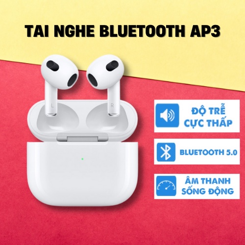 Tai nghe bluetooth air 3 bản đời mới nhất đầy đủ chức năng mới nhất,sạc ko dây có mic đàm thoại(bh 6 tháng)