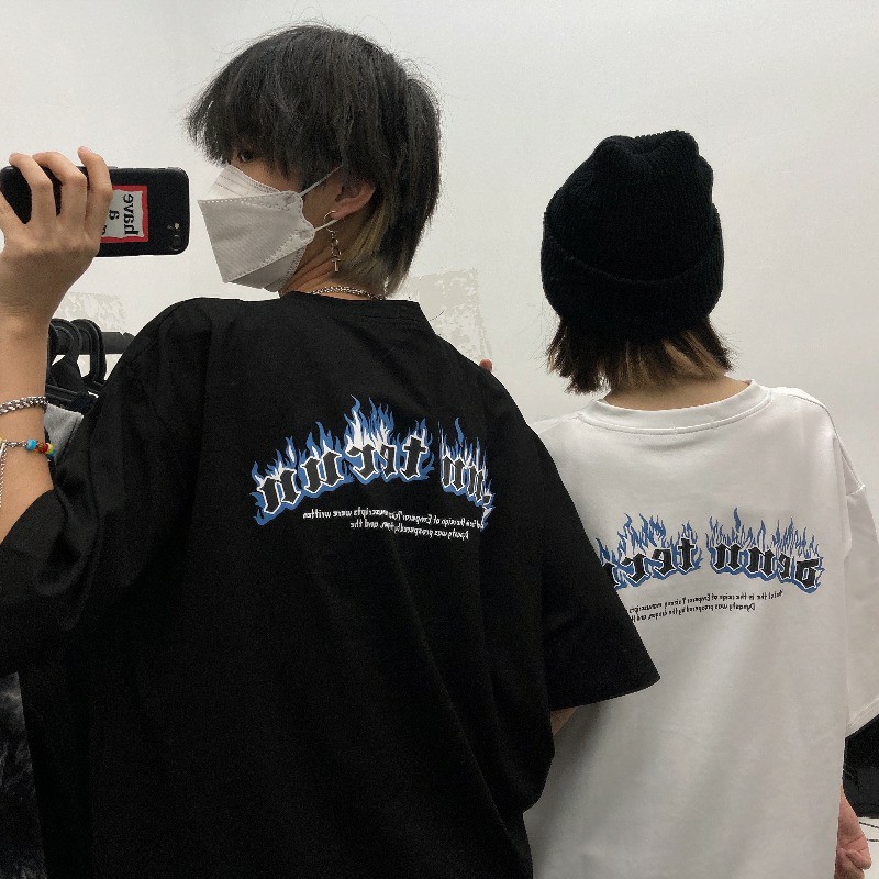 Áo thun tay lỡ nam nữ, áo phông form rộng chất cotton mát mịn thấm hút mồ hôi in hình CHỮ T