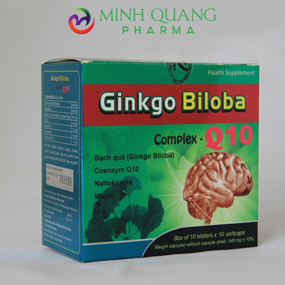 Hoạt huyết dưỡng não GINKGO BILOBA COMPLEX Q10 tăng cường trí nhớ, cải thiện mất ngủ hộp 100 viên