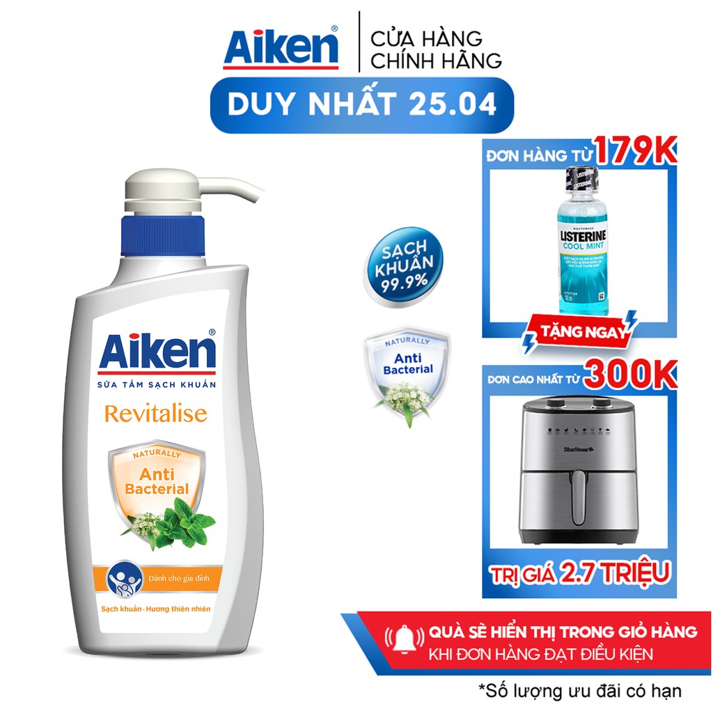 Aiken Sữa Tắm Sạch Khuẩn Chiết Xuất Bạc Hà 350g